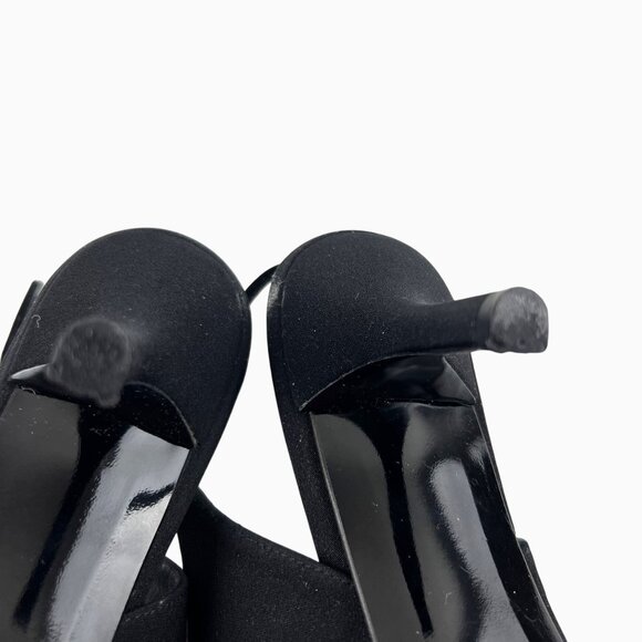 Stuart Weitzman Classic Chic Preppy Black Slingback Heels Embellished Toe 9.5 M - Picture 9 of 13